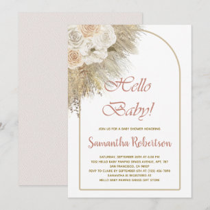 Invitation Elégant Baby shower Rose de Pampas Grass Boho Flor