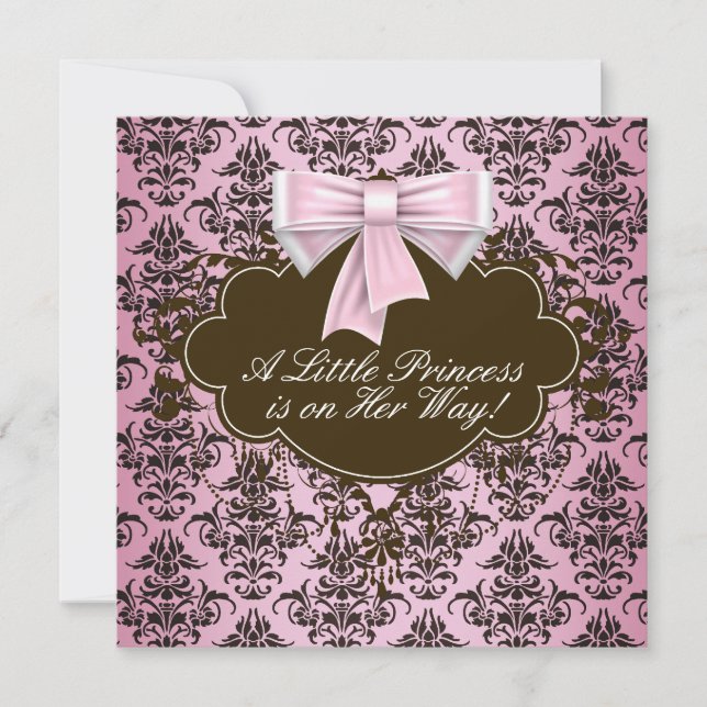 Invitation Élégant Baby shower rose et Brown Princesse (Devant)