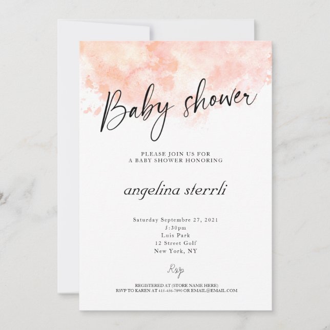 Invitation Élégant Baby shower rose pâle (Devant)