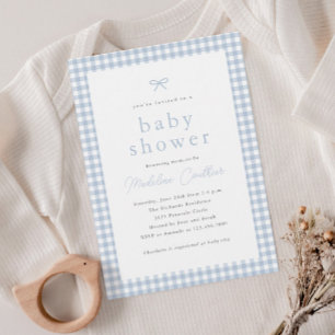 Invitation Elégant Baby shower simple Dusty Blue Boys