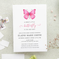 Élégant Baby shower simple mignon papillon rose