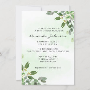 Invitation Élégant Baby shower succulent des Eucalyptus