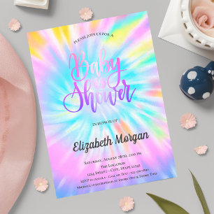 Invitation Elégant Baby shower Tie Dye