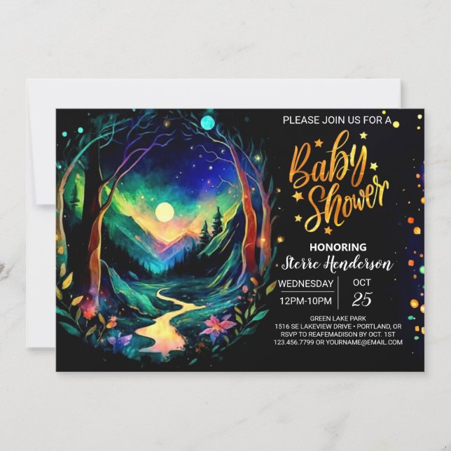 Invitation Élégant Baby shower Whimsical Woodland (Devant)