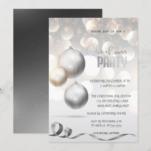 Invitation Elegant Balls Bokeh Company Noël fête