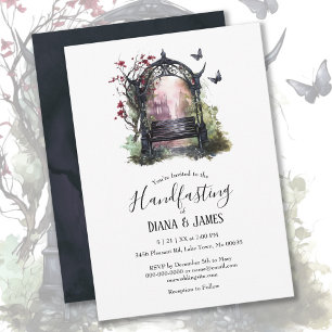 Invitation Elégant Banc Gothique Jardin Floral Handfasting