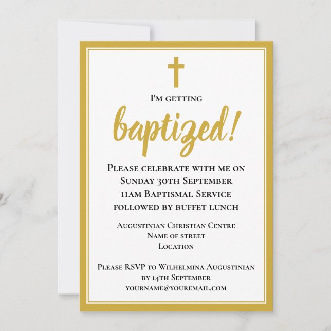 Invitation Élégant Baptême adulte moderne (Devant)