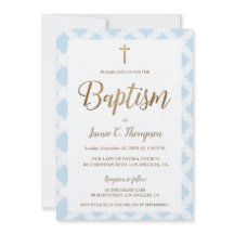 Élégant Baptême de Croix d'or Motif bleu