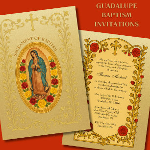 Invitation Élégant Baptême Roses guadalupe