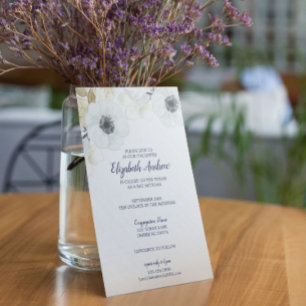 Invitation Elégant Bat mitzvah floral bleu marine