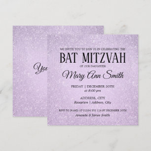 Invitation Élégant Bat mitzvah Lavande Faux Parties scintilla