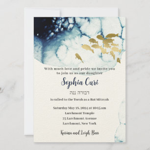 Invitation Elégant Bat mitzvah marin sous-marin de la marine 