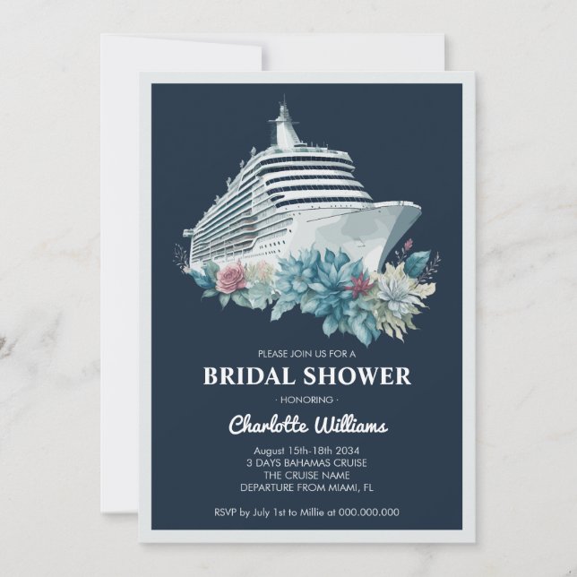 Invitation Elégant bateau de croisière Fête des mariées (Devant)