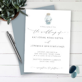 Invitation Elégant Beach Seashell Mariage de script moderne