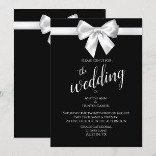 Invitation Elégant Beau Noir Blanc Joli Mariage