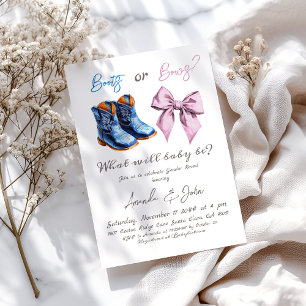 Invitation Élégant bébé Bottes ou vaches Garçon fille Révélat