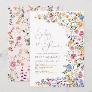 Invitation Elégant bébé en fleurs Baby shower Fleur sauvage