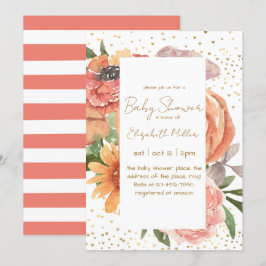 Invitation Élégant Bébé Fleur Boho En Baby shower Fleur