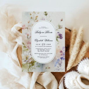 Invitation Élégant bébé floral Boho en fleurs douche