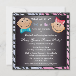 Invitation Elégant bébé Genre Révéler les bébés et les zèbres