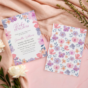 Invitation Élégant Bébé Rose En Fleur Floral