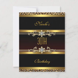 Invitation Elégant bijou d'or noir 30e anniversaire Invitatio