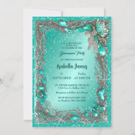 Invitation élégant bijoux en argent turquoise mis 15e anniver