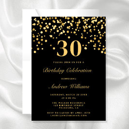 Invitation Elégant Black and Gold 30e anniversaire