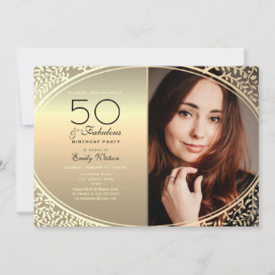 Invitation Elégant Black and Gold 50e anniversaire