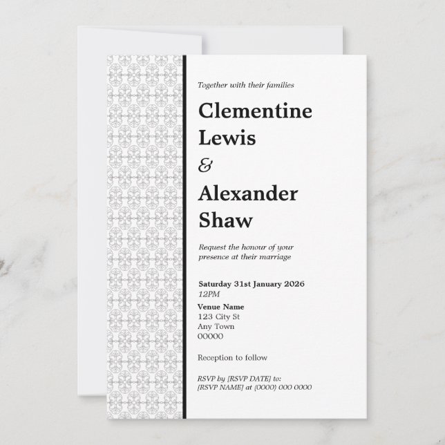 Invitation Elegant Black and White Art Deco Style  (Devant)