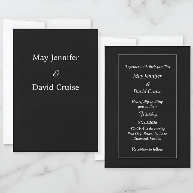 Invitation Elegant Black and White Premium Names Wedding (Créateur téléchargé)