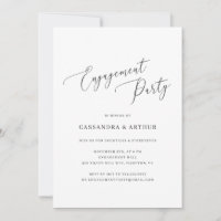 Élégant Black and White Simple Engagement Party