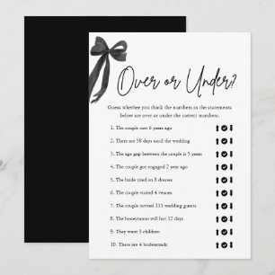 Invitation Élégant Black Bow sur ou sous Fête des mariées jeu