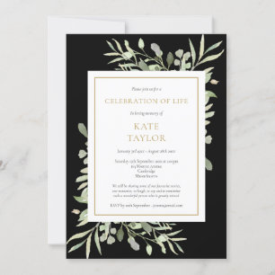 Invitation Elégant Black Funeral Celebration of Life Photo