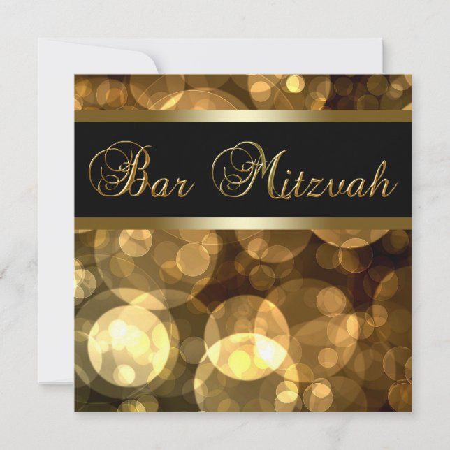 Invitation Elégant Black Gold Bar Mitzvah (Devant)
