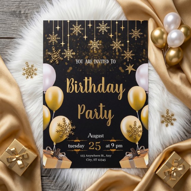 Invitation Elegant Black & Gold Birthday Party (Créateur téléchargé)