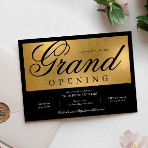 Invitation Elegant Black & Gold Grand Ouverture d'événement B