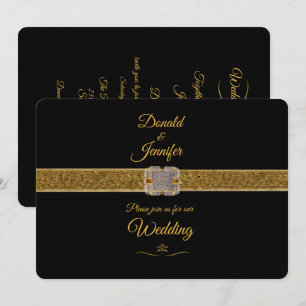 Invitation Élégant Black Gold Parties scintillant Mariage Bro