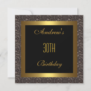 Invitation Elégant Black Gold Stripe 30e anniversaire Invitat