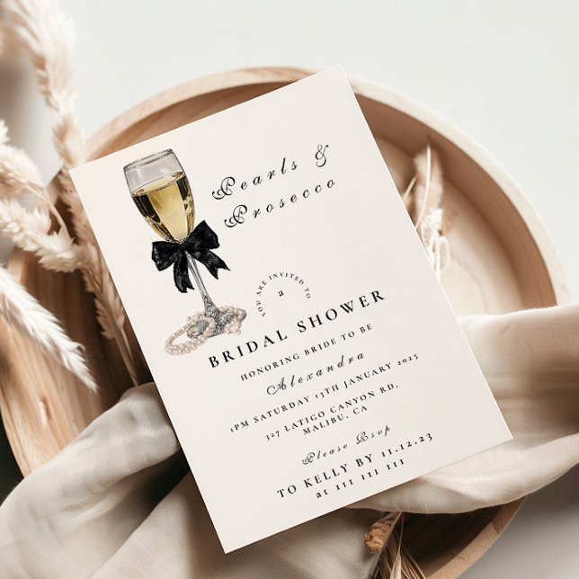 Invitation Elegant Black Pearl Champagne Bridal Shower (Créateur téléchargé)