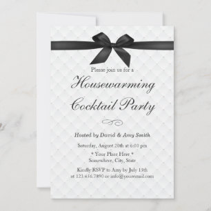 Invitation Élégant Black Ribbon Houseéchant Cocktail Party