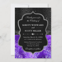 Elegant Black Silver Purple Glitter Wedding