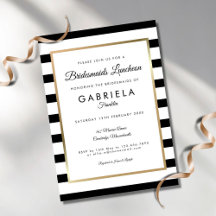 Élégant Black Stripe Gold Bridesmaiers déjeuner