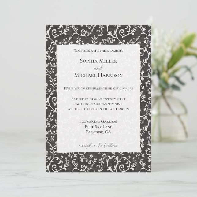 Invitation Elegant Black White Abstract Wedding (Debout devant)