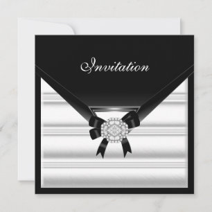 Invitation Elegant Black White Jewel Diamond