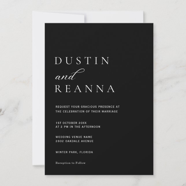 Invitation Elegant Black & White Wedding (Devant)
