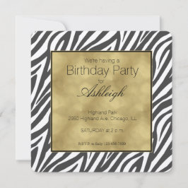 Invitation Elégant Black Zebra Imprimer Anniversaire