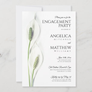 Invitation Elégant Blanc Calla Lily Fleurs Fiançailles Floral