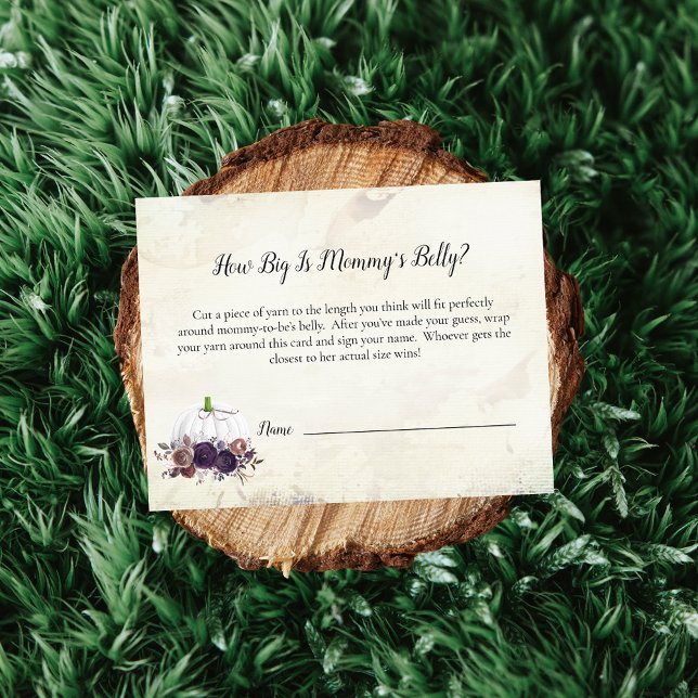 Invitation Elégant blanc Citrouille Maman's Belly Taille Jeu (Créateur téléchargé)