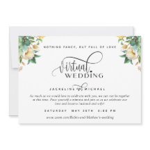 Elégant blanc et miel Floral Mariage virtuel Inv